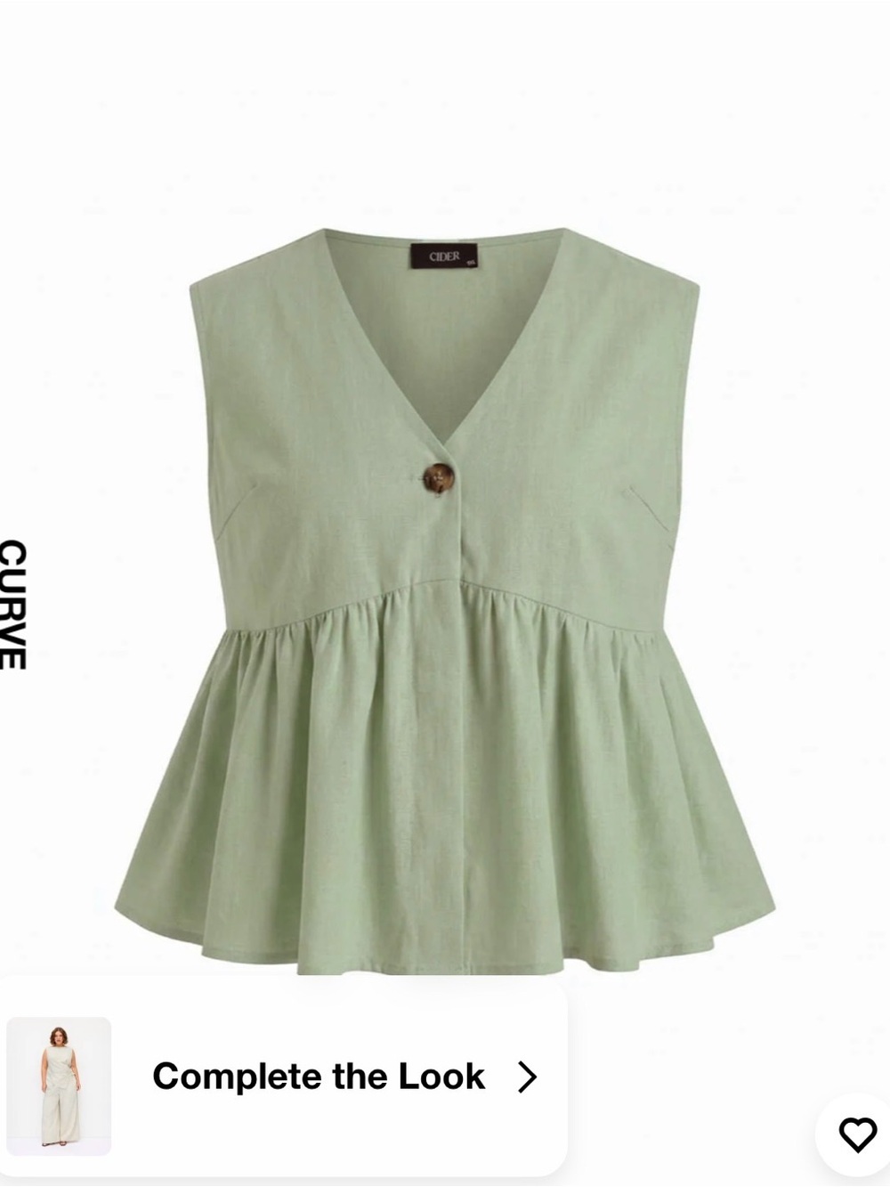 NWT ciderLight Green Linen Blend Two-Piece Set - Sleeveless Top & Wide-Leg Pants - Picture 2 of 7